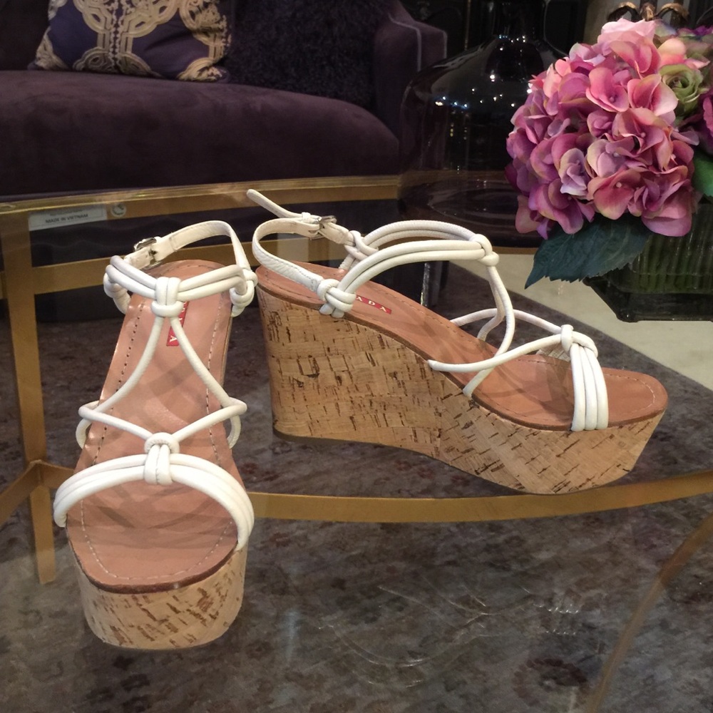 PRADA Wedge Sandals size 37 but can fit 37.5.